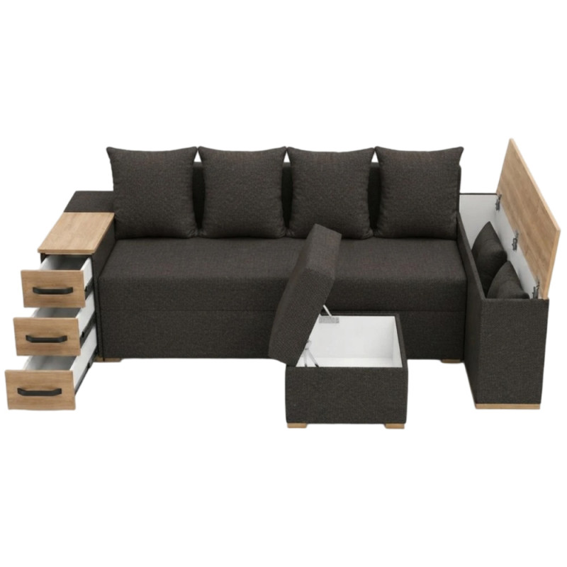 Кутовий ортопедичний диван Мекко Cube Shuttle 2600x1430 Lux Акційна тканина Bagama 35 (MEK-161133)
