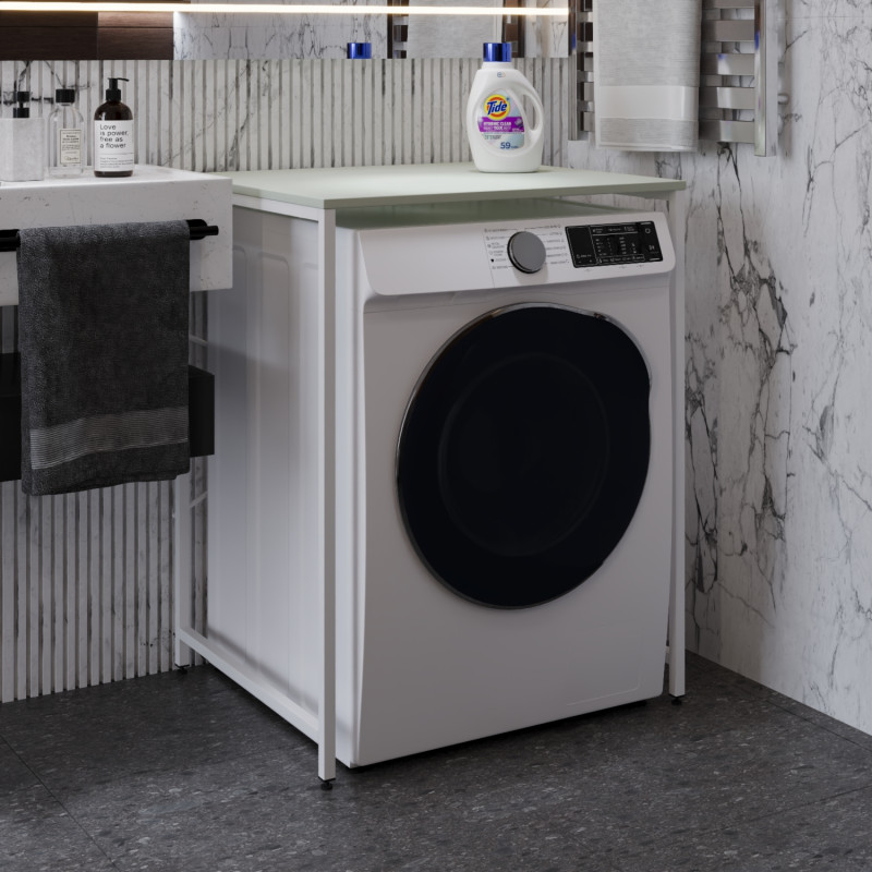 Стелаж-полиця Бафрум 401 Ferrum-decor для пральної машини 90x70,5x60,5 Білий метал ДСП Кашемір 16 мм (FRD-107581)