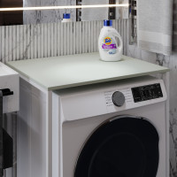 Стеллаж полка Бафрум 401 Ferrum-decor для стиральной машины 90x70,5x60,5 Белый металл ДСП Кашемир 16 мм (FRD-107581)