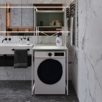 Стелаж-полиця Бафрум 403 Ferrum-decor для пральної машини 178x70,5x60,5 Білий метал ДСП Кашемір 16 мм (FRD-107601)