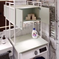 Стелаж-полиця Бафрум 404 Ferrum-decor для пральної машини 178x70,5x60,5 Білий метал Кашемір 16 мм (FRD-107611)