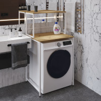 Стелаж-полиця Бафрум 402 Ferrum-decor для пральної машини 133,5x70,5x60,5 Білий метал ДСП Дуб Артизан 16 мм (FRD-107371)