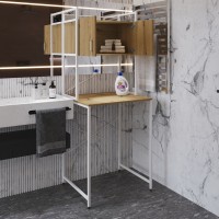 Стелаж-полиця Бафрум 404 Ferrum-decor для пральної машини 178x70,5x60,5 Білий метал ДСП Дуб Артизан 16 мм (FRD-107391)