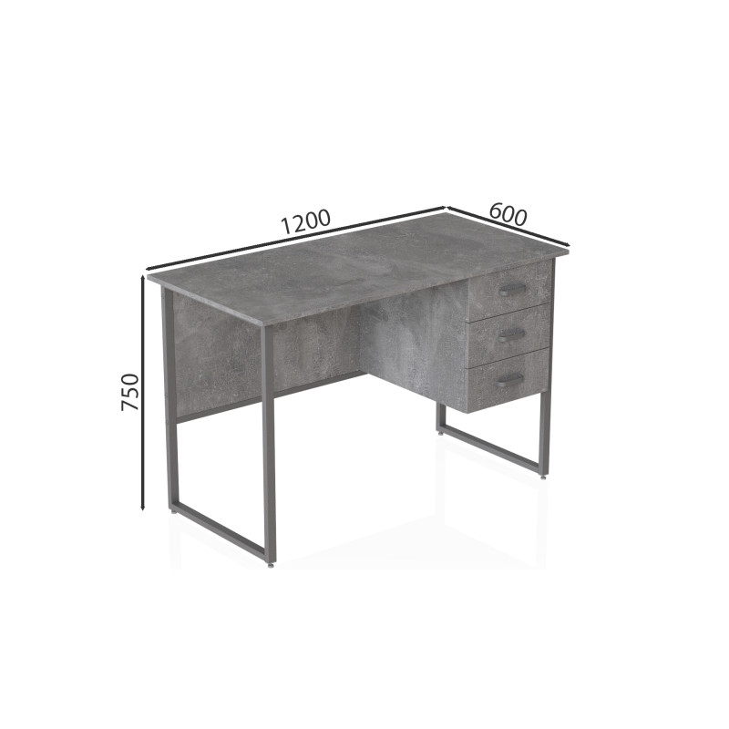 Комп'ютерний стіл Ferrum-decor Гаррі 75x120x60 сірий ДСП Бетон 32 мм (FRD-107291)