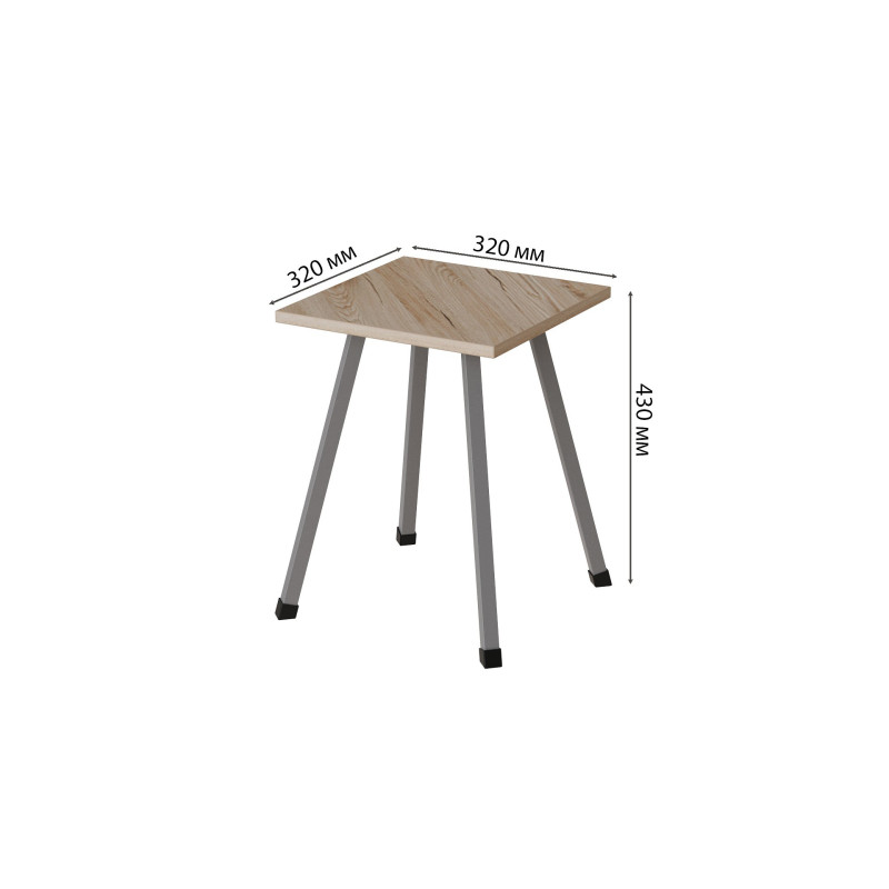 Табурет Ferrum-decor 430x320x320 Сірий метал ДСП Дуб Сан-Марино 16 мм (FRD-106921)