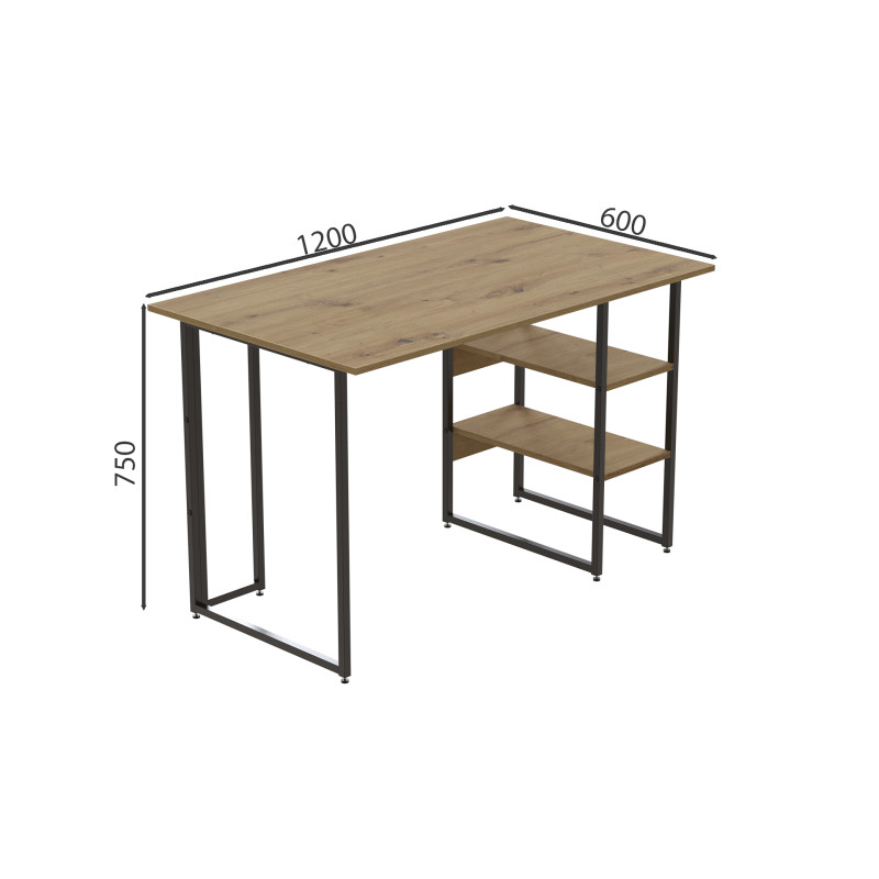 Комп'ютерний стіл Ferrum-decor Кевін 75x120x60 чорний ДСП Дуб Артизан 32 мм (FRD-107221)
