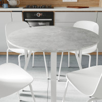 Стол круглый MARSI 4 870-4 ноги на конус Ferrum-decor 750x870x870 Белый металл ДСП Бетон 16 мм (FRD-107441)