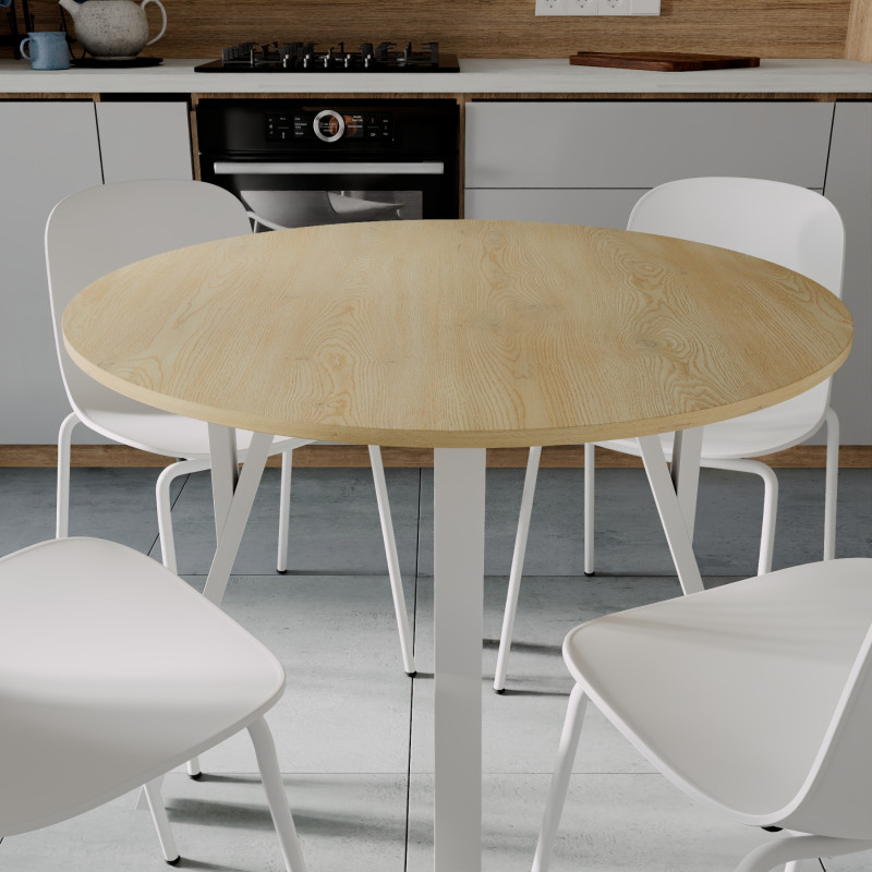 Круглий стіл MARSI 4 870-4 ніжки конусні Ferrum-decor 750x870x870 Білий метал ДСП Дуб Кремона Торро 16 мм (FRD-107531)