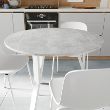 Круглий стіл MARSI 3 870-3 Ferrum-decor 750x870x870 Білий метал ДСП Бетон 16 мм (FRD-107431)