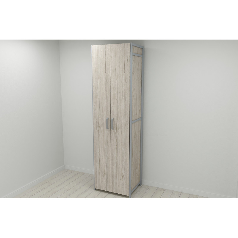 Шафа Гардероб Уні секція 6 серії Конект Ferrum-decor 220x60x50 см Сірий метал ДСП Дуб Сан-Марино 16 мм (FRD-106911)