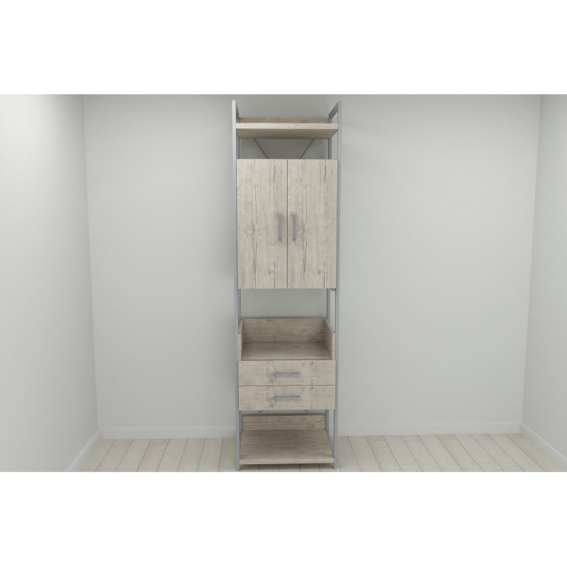 Шафа Гардероб Уні секція 5 серії Конект Ferrum-decor 220x60x50 см Сірий метал ДСП Дуб Сан-Марино 32 мм (FRD-106881)