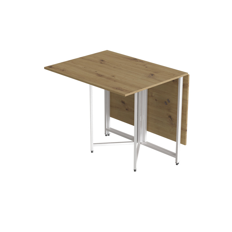 Розкладний стіл-трансформер книжка Моріс 3 Ferrum-decor 75x130x90 Білий метал ДСП Дуб Артизан 16 мм (FRD-107421)