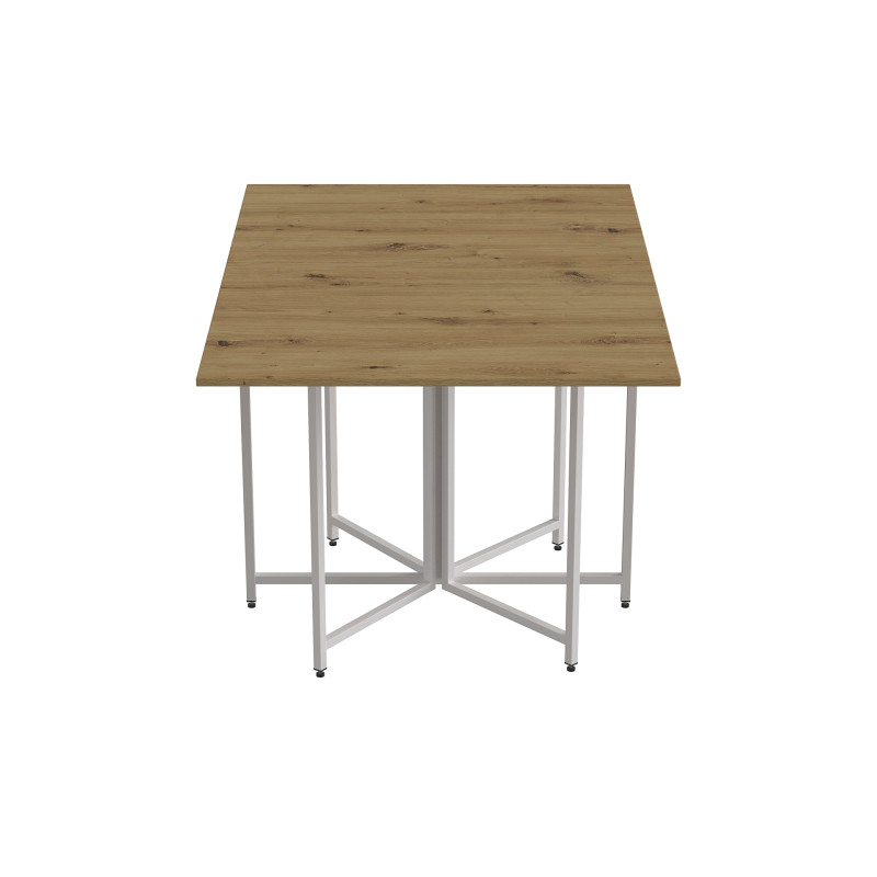 Розкладний стіл-трансформер книжка Моріс 3 Ferrum-decor 75x130x90 Білий метал ДСП Дуб Артизан 16 мм (FRD-107421)