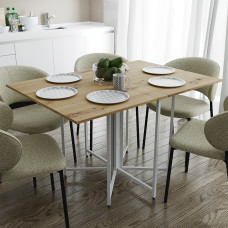 Розкладний стіл-трансформер книжка Моріс 3 Ferrum-decor 75x130x90 Білий метал ДСП Дуб Артизан 16 мм (FRD-107421)