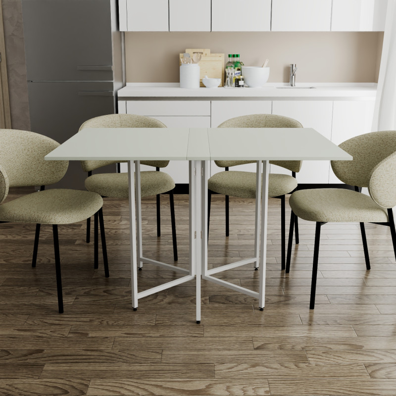 Розкладний стіл-трансформер книжка Моріс 3 Ferrum-decor 75x130x90 Білий метал ДСП Кашемір 16 мм (FRD-107511)