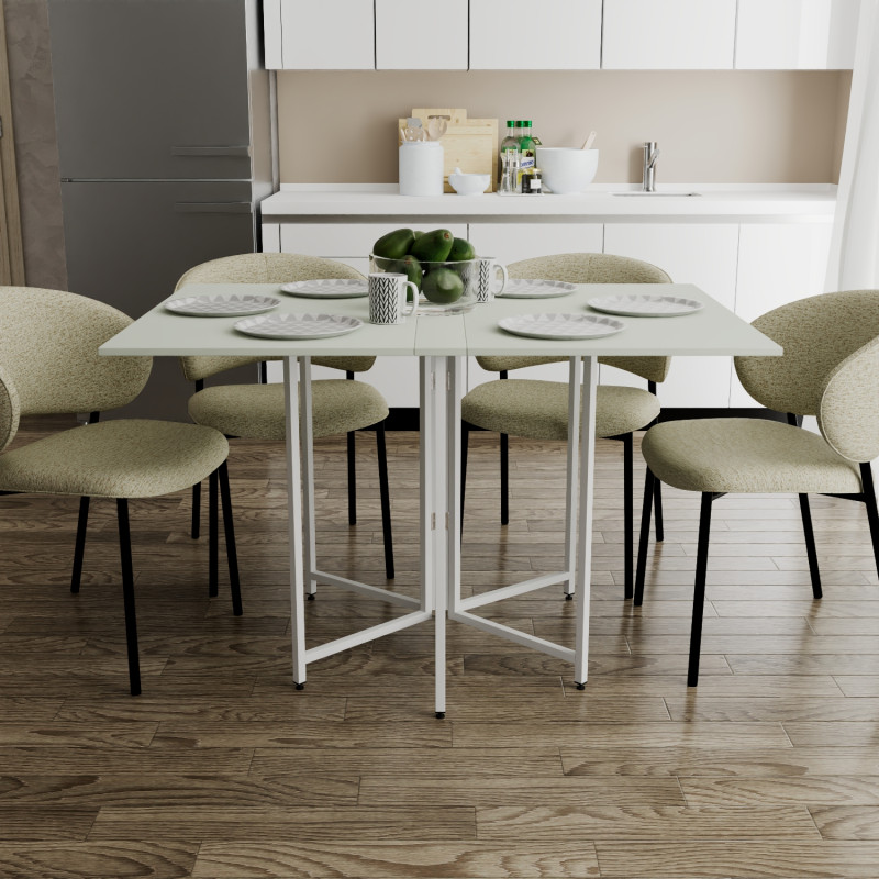 Розкладний стіл-трансформер книжка Моріс 3 Ferrum-decor 75x130x90 Білий метал ДСП Кашемір 16 мм (FRD-107511)