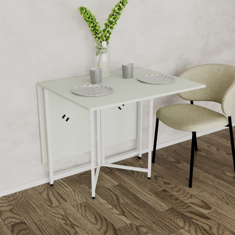 Розкладний стіл-трансформер книжка Моріс 3 Ferrum-decor 75x130x90 Білий метал ДСП Кашемір 16 мм (FRD-107511)