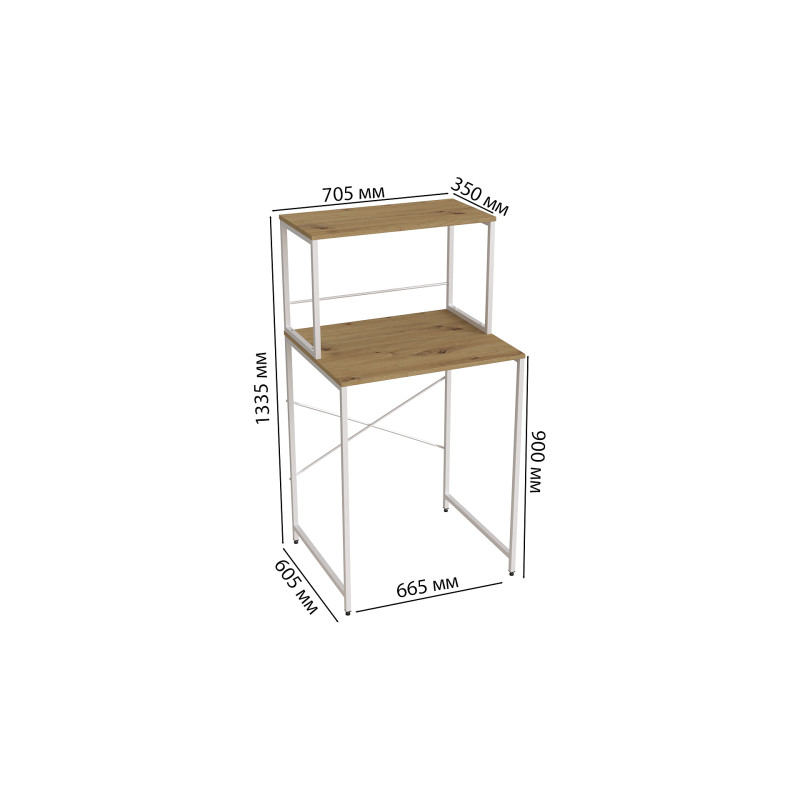 Стелаж-полиця Бафрум 402 Ferrum-decor для пральної машини 133,5x70,5x60,5 Білий метал ДСП Дуб Артизан 16 мм (FRD-107371)