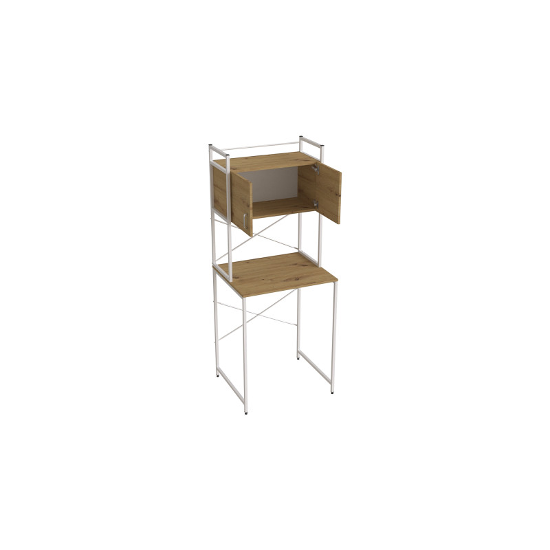 Стелаж-полиця Бафрум 404 Ferrum-decor для пральної машини 178x70,5x60,5 Білий метал ДСП Дуб Артизан 16 мм (FRD-107391)