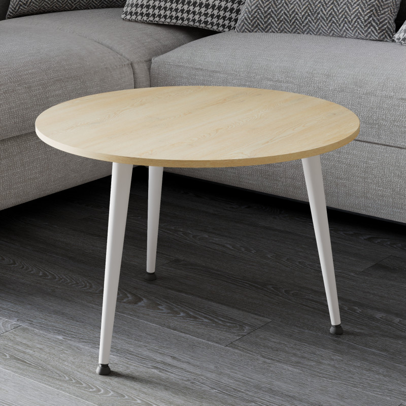 Журнальний круглий стіл OPTIMA 1 ніжки конусні Ferrum-decor 450x670x670 Білий метал ДСП Дуб Кремона Торро 16 мм (FRD-107541)