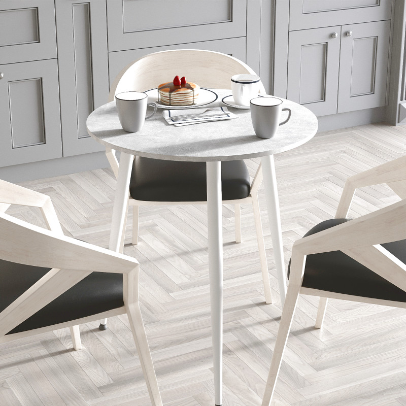Круглий стіл OPTIMA 3 ніжки конусні Ferrum-decor 750x670x670 Білий метал ДСП Бетон 16 мм (FRD-107451)