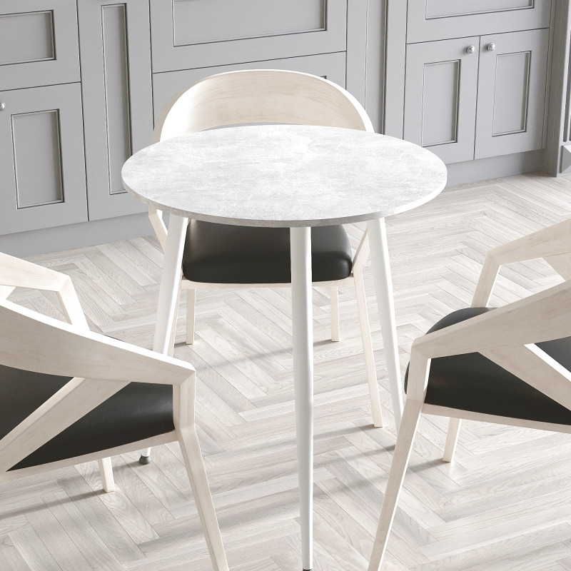 Круглий стіл OPTIMA 3 ніжки конусні Ferrum-decor 750x670x670 Білий метал ДСП Бетон 16 мм (FRD-107451)