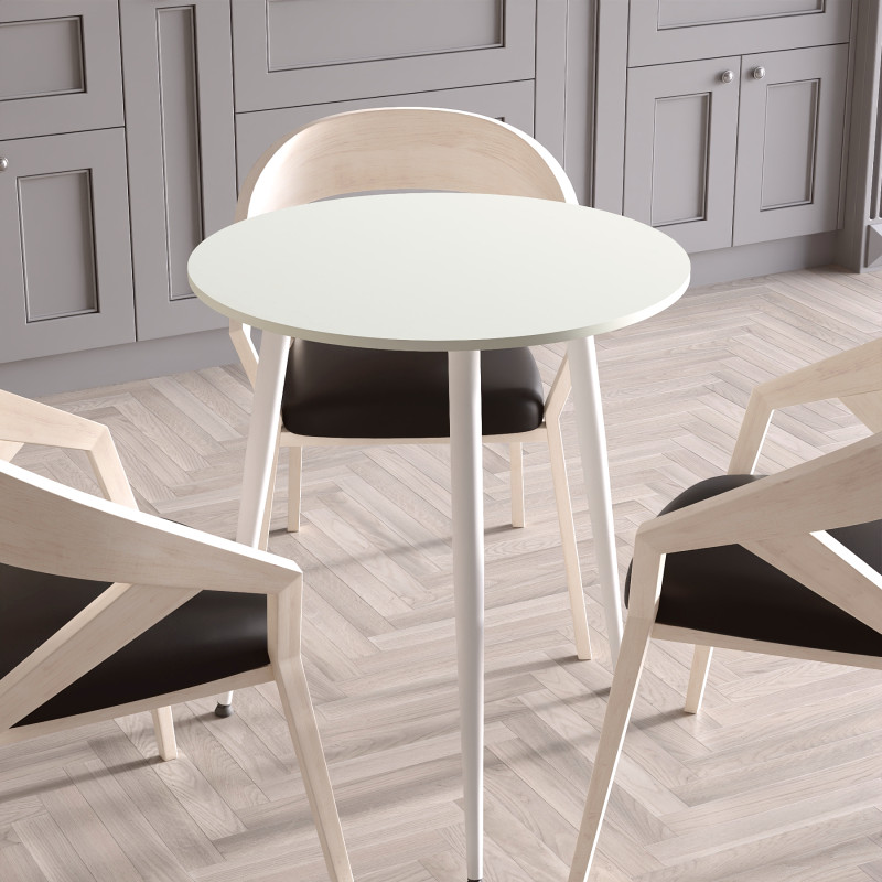 Круглий стіл OPTIMA 3 ніжки конусні Ferrum-decor 750x670x670 Білий метал ДСП Кашемір 16 мм (FRD-107561)