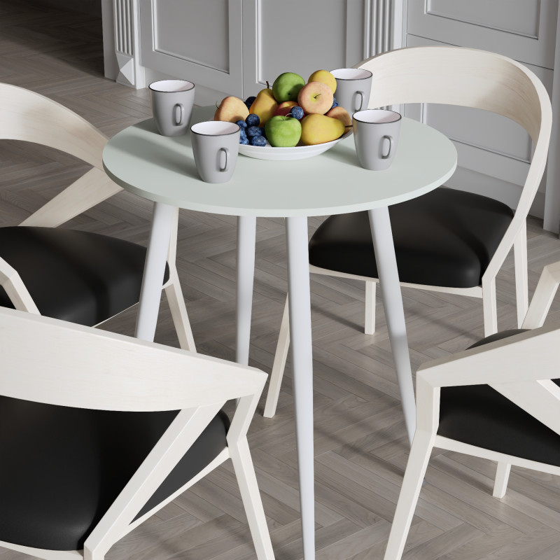Круглий стіл OPTIMA 4 ніжки конусні Ferrum-decor 750x670x670 Білий метал ДСП Кашемір 16 мм (FRD-107571)