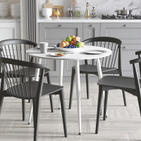 Стол круглый OPTIMA 5 ноги на конус Ferrum-decor 750x900x900 Белый металл ДСП Бетон 16 мм (FRD-107491)