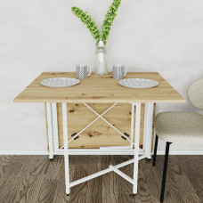 Обідній стіл трансформер книжка Оріон Pro Ferrum-decor 75x152x90 Білий метал ДСП Дуб Артизан 16 мм (FRD-107411)