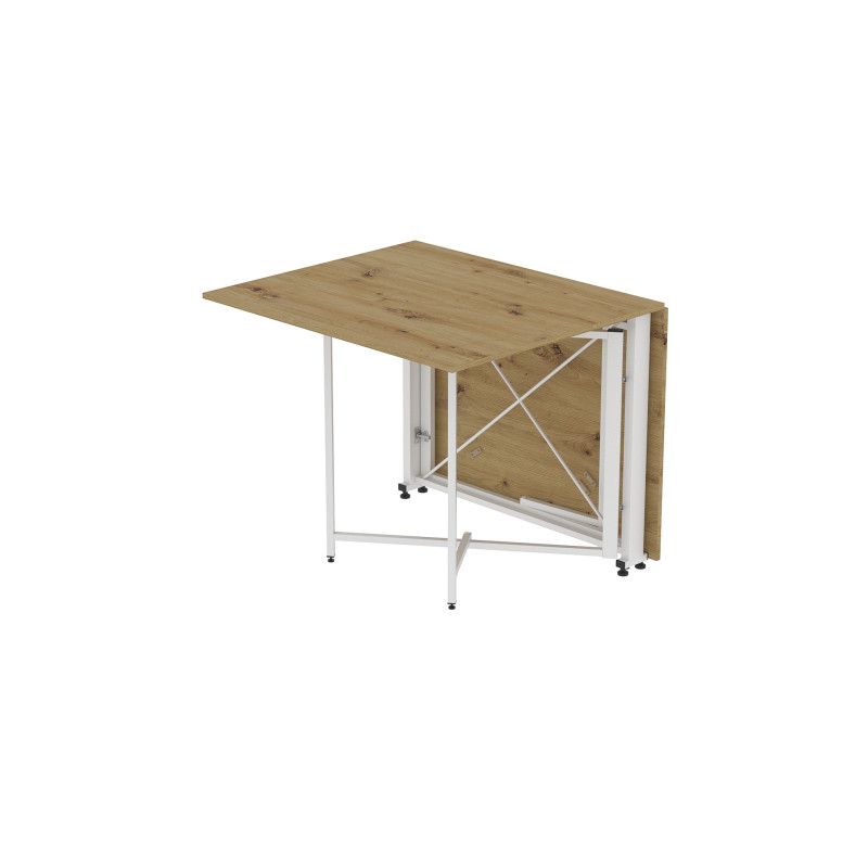 Обідній стіл трансформер книжка Оріон Pro Ferrum-decor 75x152x90 Білий метал ДСП Дуб Артизан 16 мм (FRD-107411)