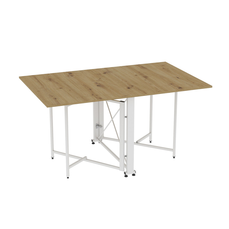 Обідній стіл трансформер книжка Оріон Pro Ferrum-decor 75x152x90 Білий метал ДСП Дуб Артизан 16 мм (FRD-107411)