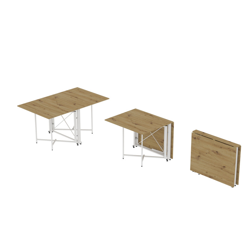 Обідній стіл трансформер книжка Оріон Pro Ferrum-decor 75x152x90 Білий метал ДСП Дуб Артизан 16 мм (FRD-107411)