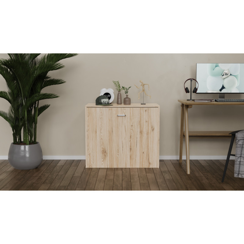 Ліжко трансформер тумба ASCET 2 Ferrum-decor 650x2000x700 Чорний метал ДСП Дуб Сан-Марино 16 мм (FRD-107331)