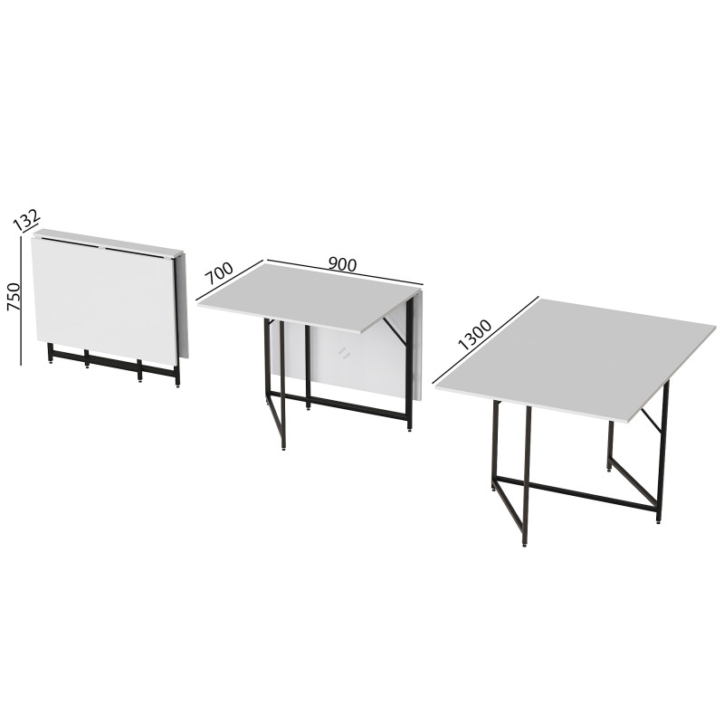Стіл-трансформер книжка Вуді Ferrum-decor 75x130x90 Чорний метал ДСП (FRD-107341)