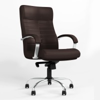Кресло офисное поворотное Новый Стиль ORION STEEL LB CHROME (COMFORT) ECO-31 (Темно-коричневый) (NWS-126638)