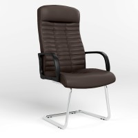 Конференційне крісло Новий Стиль BOSS KD CF CHROME ECO-31 (Темно-коричневий) (NWS-125420)