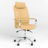 Кресло руководителя с подголовником Новый Стиль BRUNO HR (COMFORT+АNYFIX) ECO-01 (Бежевый) (NWS-125330)