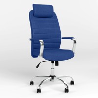 Кресло руководителя с подголовником Новый Стиль BRUNO HR (COMFORT+TILT) ZT-07 (Синий) (NWS-125350)