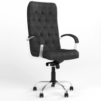 Крісло керівника поворотне Новий Стиль CUBA STEEL CHROME (COMFORT) Micro-A (Чорний) (NWS-125530)