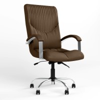Кресло офисное поворотное Новый Стиль GERMES STEEL CHROME LB (COMFORT+ANYFIX) ECO-35 (Кофе) (NWS-126093)