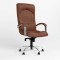 Крісло офісне поворотне Новий Стиль GERMES STEEL CHROME (COMFORT) ECO-21 (Темно-коричневий) (NWS-126043)