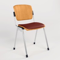 Стілець офісний Новий Стиль ERA WOOD CHROME PLUS COMBI LINK V-25 (Темно-червоний) M (NWS-127560)
