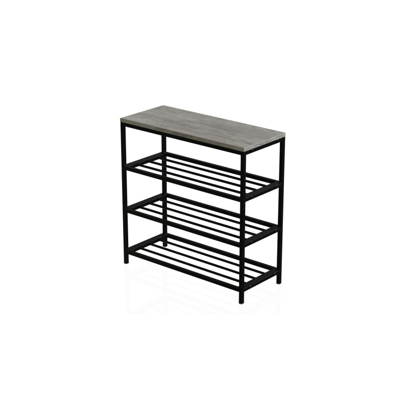 Полиця для взуття Слайм 3 Ferrum-decor 635x630x260 Чорний метал ДСП Бетон 16 мм (FRD-106838)