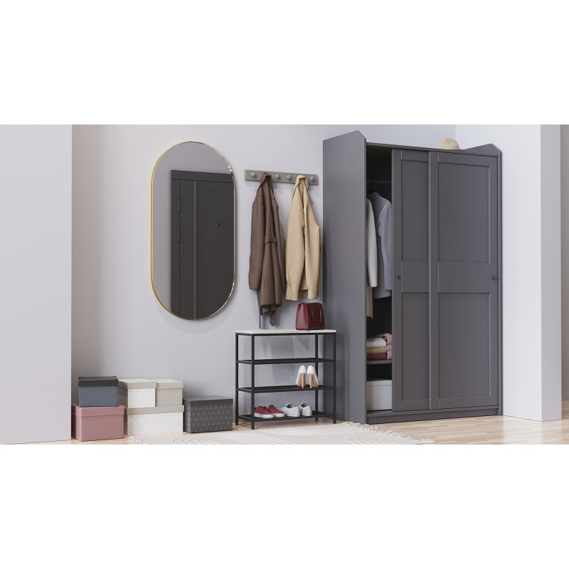 Полиця для взуття Слайм 3 Ferrum-decor 635x630x260 Чорний метал ДСП Бетон 16 мм (FRD-106838)