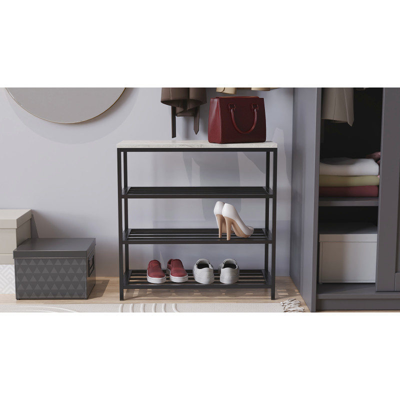 Полиця для взуття Слайм 3 Ferrum-decor 635x630x260 Чорний метал ДСП Бетон 16 мм (FRD-106838)