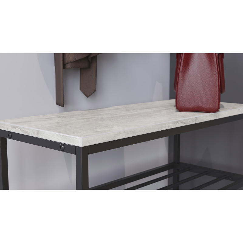 Полиця для взуття Слайм 3 Ferrum-decor 635x630x260 Чорний метал ДСП Бетон 16 мм (FRD-106838)