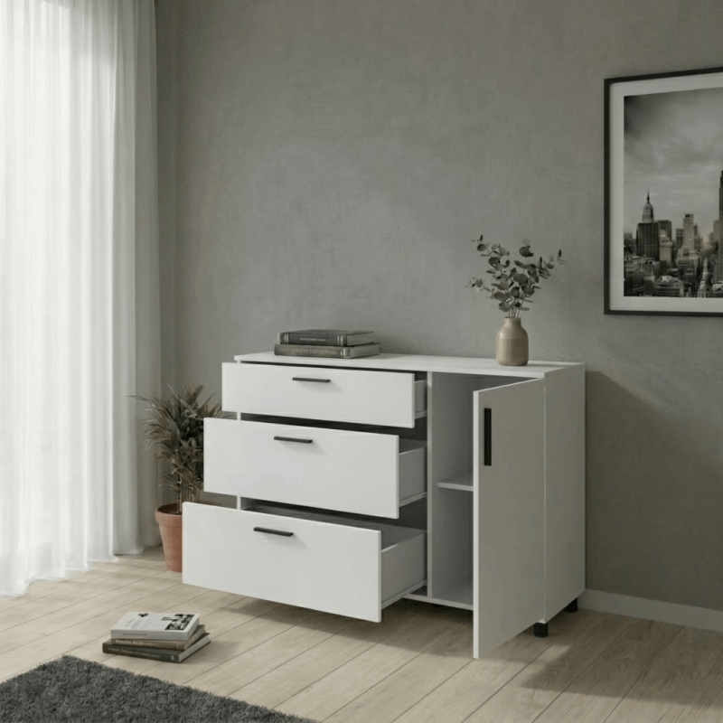 Комод Doros Торн Білий 3Ш/1Д 135х51.6х80 (DRS-012104)