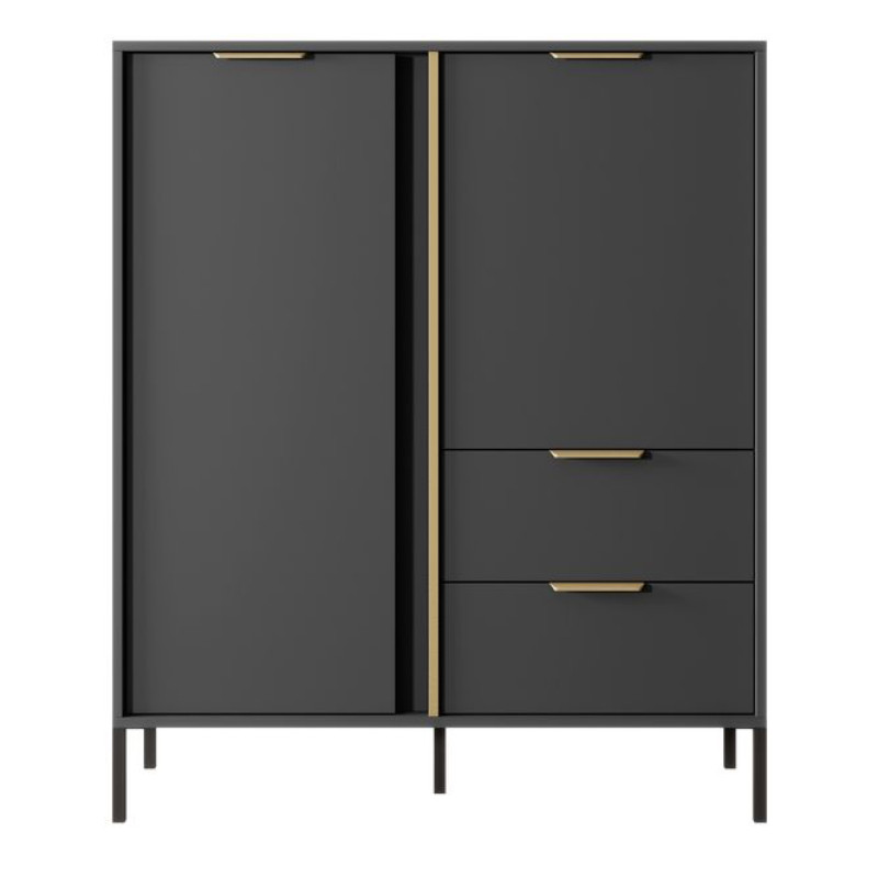 Комод високий з телескопічними напрямними Perfect Home Clars 2D2S/104 123,4x103,3x39,5 Антрацит (PFH-091020)