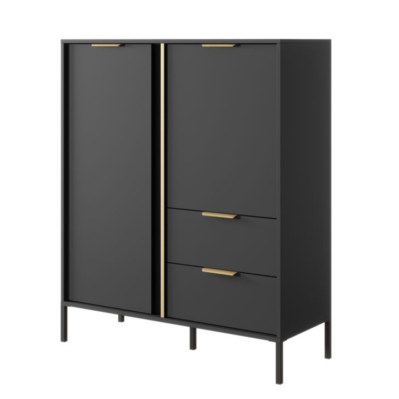 Комод високий з телескопічними напрямними Perfect Home Clars 2D2S/104 123,4x103,3x39,5 Антрацит (PFH-091020)